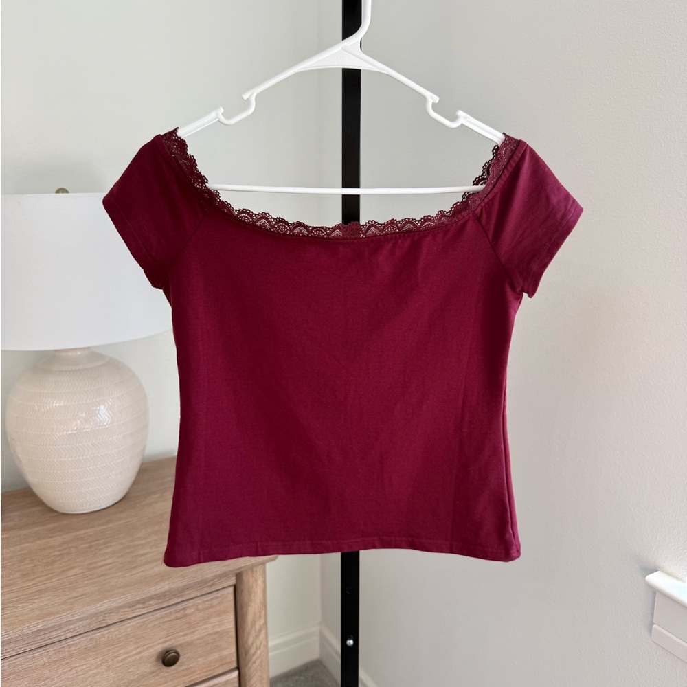 Edikted Red Lace Trim Top Size Large